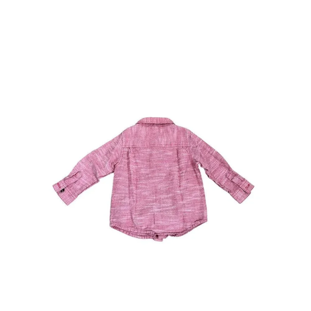 Old Navy Red Textured Button Up